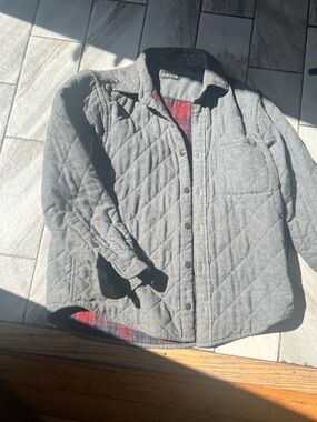 Orvis Gray Coat with Red Plaid Lining